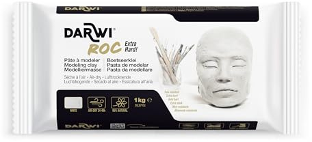 Darwi - DA083100000C - Un Pain de Pâte à Modeler Naturelle - Malléable - séchage à l'air Libre - Blanc - 1 kg - Prête à l'Emploi - Autodurcissante - Très résistante - Pour Artistes ROC