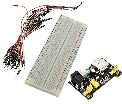 Aihasd 3 in 1 3.3V/5V MB102 Breadboard Power Module + 830 Points Prototype Bread board For Arduino Kit + 65 Jumper Wires
