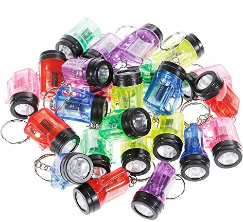 GOLDGE 24 Stück Mini Taschenlampe Schlüsselanhänger Mitgebsel Kindergeburtstag, Bunte Mini Taschenlampen 4cm Ideal als Party Geschenk Tombola Preise