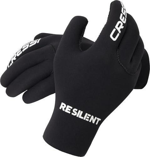 Cressi Black Neoprene Gloves Resilient - Guantes de Neopreno 3mm para apnea y Buceo Unisex