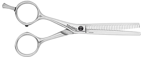 TONDEO Texturierschere SPIDER CLASSIC 33 Left 5.25 black | Linkshänder Modellierschere mit 33 Zähnen im klassichen Griff-Design | poliert | Made in Solingen