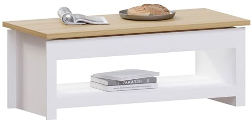 Vida Designs Arlington Coffee Table Sliding Top With Storage 1 Shelf MDF Living Room (White)