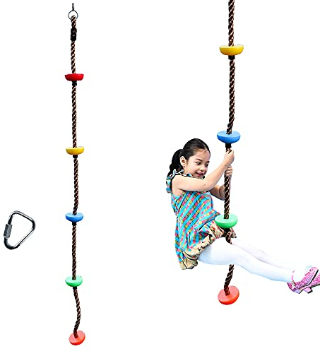 2 m Kletterseil Schaukel mit Trittflächen Kletter-Tau Tellerschaukel Hängeschaukel Ninja Seil Ninja Liner Zubehör