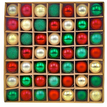 Valery Madelyn Weihnachtskugeln,49 stück Christbaumkugeln Weihnachtskugel mit Geschenkpaket, Weihnachtsbaumschmuck Christbaumschmuck mit Aufhänger,deko Weihnachten,Thema Rot Grün Gold
