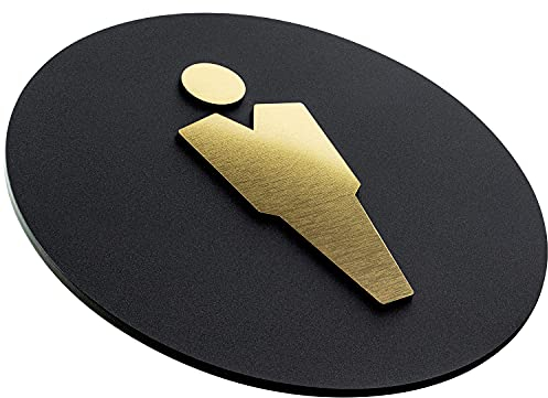 Sosenco WC für Herren Schild aus Laminate – Toiletten Türschild Kunststoffplatten – WC Türdeko – Herrentoiletteschild – WC Wegweiser (Gold)