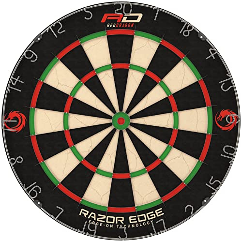 Red Dragon Razor Edge Professional Bristle Dartboard – Tournament-Grade Dart Board Target for Home, Game Room or Club | Durable Bristle Board with Slim Wire System | Easy Smart Set Up