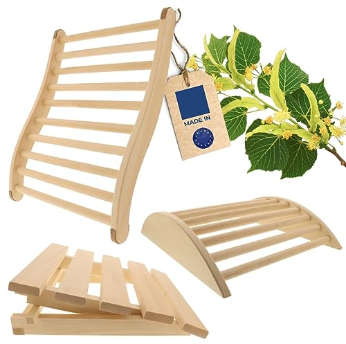 HOFMEISTER® Set pour Sauna : Dossier Ergonomique, appuie-tête & Repose-Jambes - Set Cadeau Bien-être pour Couples et Amateurs de Sauna, Accessoires pour Sauna en Bois de Tilleul