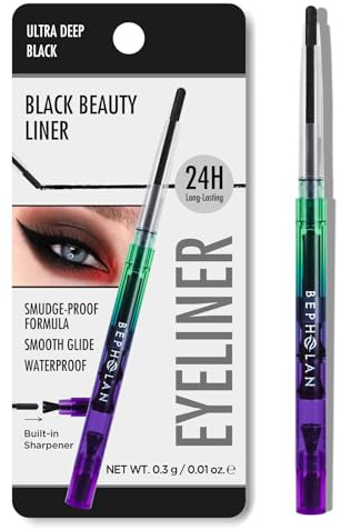 BEPHOLAN Black Eyeliner Pencils,Waterproof Gel Eyeliner Pencil Waterline Eye Liner Pen for Women Waterproof Smudge Proof Long-lasting (BLACK)