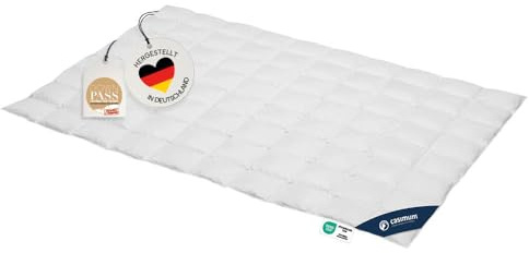 casimum® Luxus Sommer Daunendecke extra-leicht | Bettdecke | 155 x 220 cm | Füllung: 100% weiße, Neue Daunen | allergikerfreundlich | Made in Germany | weiß