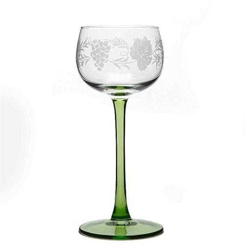 Boeckling - Lot de 6 Verres à vin d'Alsace Pied Vert, décor grappes 15 cl - BOECKLING