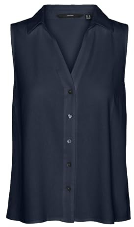 VERO MODA Vmmymilo SL WVN GA Chemise à col en V pour Femme, Blazer Bleu Marine., L