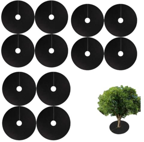 Ahhzyys 52 cm Tappetino per Erbacce da Giardino, 12 Pezzi Tappetino Pacciamatura Telo Pacciamatura Albero, Dischi Pacciamatura per Piante,Adatto per Giardini, frutteti, orti