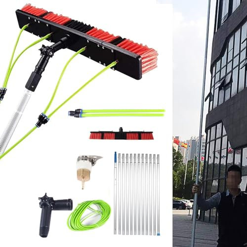 Adjustable Solar Panel Cleaning Brush Kit with Water Fed Pole 12m Pole Window Cleaner Brush Washing Equipment Tool 55cm Brush Head