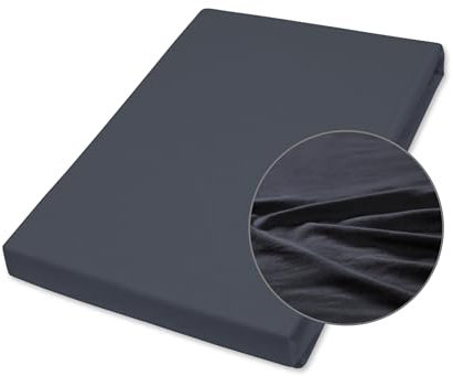 Traumhaft gut schlafen, Jersey-Elasthan Spannbettuch, trocknergeeignet, Öko-Tex, atmungsaktiv, formstabil, bügelarm, Farbe: Anthrazit, Größe: 90-100 cm x 200 cm