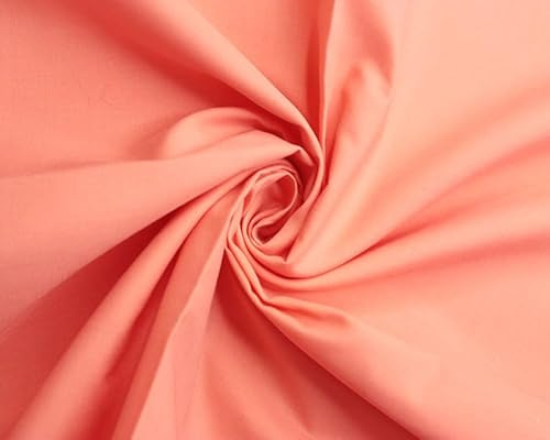 Polycotton -112cm, Durable for Sewing & Dressmaking (Coral, 3 Meters)