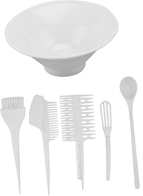 Cabilock 6pcs Hair Coloring Kit with Plastic Hair Dye Bowl Comb Brush for DIY Hairdressing Easy to Hold and Carry Essential Salon Tools for Professional and Home Use