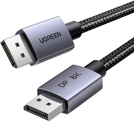 UGREEN DisplayPort Cable 8K@60Hz 16.4FT [VESA Certified] Braided DP 1.4 Display Lead Support 4K@240Hz, 2K@240Hz 32.4Gbps, HDCP 2.2, HDR, FreeSync&G-Sync, 3D Compatible with Gaming Monitor PC HDTV (5M)