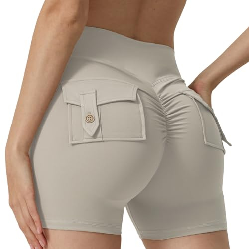 Ldabrye Pantalones cortos elegantes para mujer, absorción de sudor, suaves, transpirables, con levantamiento de cadera, pantalones cortos de ejercicio abdominal, pantalones cortos deportivos flexibles