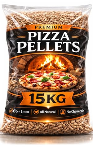 15kg Premium Pizza Wood Pellets – Hardwood Cooking Pellets for Pizza Ovens, BBQs, Smokers & Fire Grills | 100% Natural, Chemical Free | High Heat Output, Clean Burning, Easy to Ignite