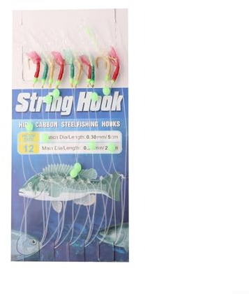 Fishing Feather Lures with 10 Stainless Steel Hooks, Sea Herring and Bait with Swivel Attachment