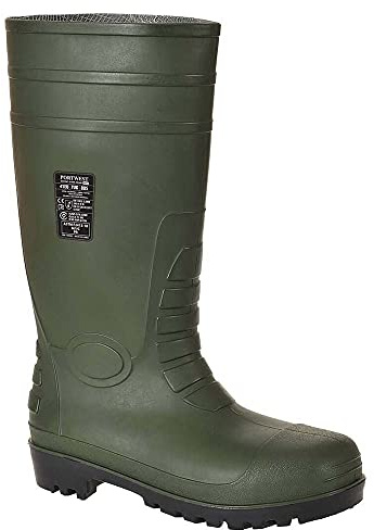 Portwest FW95 Steelite Total Wellington Säkerhetsskor PVC-Nitril Vattentät | Grön, 40, S5 EN ISO 20345, EN 13832-3, Halkfri Sula, Förstärkt Ankel Skydd, Stålhätta, Bensin och Olje Resistent Yttersula