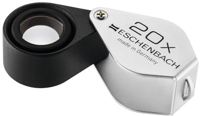 Eschenbach Optik achromatische Einschlaglupe aus Metall mit 20x-Vergrößerung und Linsendurchmesser 17 mm mit praktischer Öse - Made in Germany