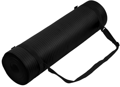 BalanceFrom Fitness GoYoga All Purpose 71x24 Inch Extra Thick 1/2 Inch Anti Tear High Density Slip Resistant Exercise Yoga Mat w/Carrying Strap, Black