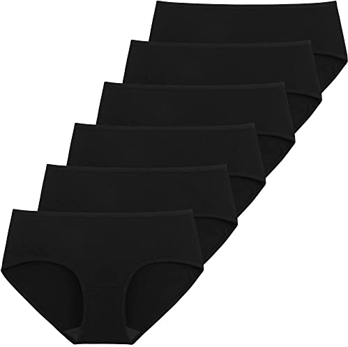 INNERSY Unterhosen Damen Schwarz Stretch Baumwolle Hipster Unterwäsche 6er Pack (XXL/46 EU, 6 Schwarz)