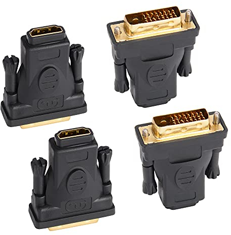 J&D DVI auf HDMI Adapter, 4er Pack Vergoldet DVI (DVI-D) Stecker zu HDMI Buchse Konverter Adapter, Bidirektionale Unterstützung 3D 4K ARC Ethernet