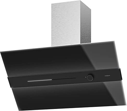Oranier Kopffrei-Wandhaube 90 cm Tana - große schwarze Design Umluft-Dunstabzugshaube mit Click & Turn Steuerung & Ambiente-Glaskantenbeleuchtung