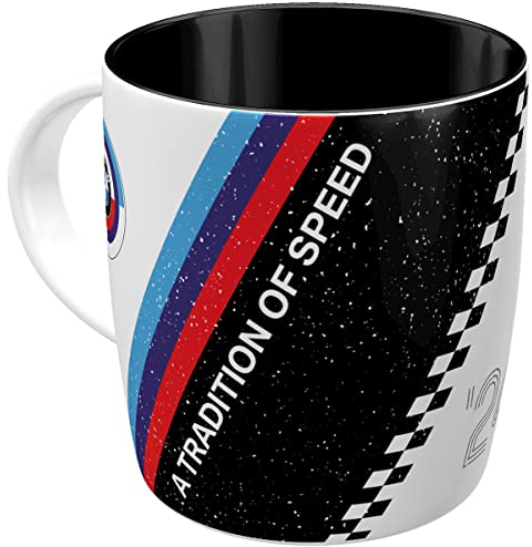 Nostalgic-Art Retro Kaffeebecher, 330 ml, BMW Motorsport – Tradition Of Speed – Geschenk-Idee für BMW Accessoires Fans, Original Lizenzprodukt (OLP), Keramik-Tasse für Kaffee, Vintage Design