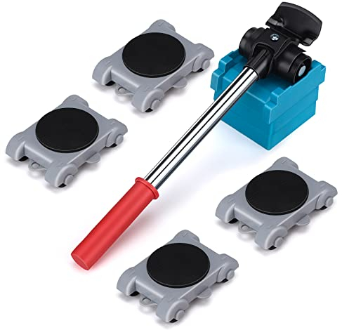 Elevadores de Muebles Ruedas para Muebles Pesados Juego de 8 Piezas Kit de Rodillos para Mover Muebles, Carga Máxima 150 Kg, Rodamiento Giratorio de 360 ​​Grados