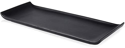 Vilde Assiette de service en céramique noire, Assiettes Service de Table, 34,5 x 13,5 x 3 cm