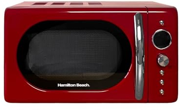 Hamilton Beach Microwave, 20L, 700W, Retro, Digital LED Display, 8 Pre-set Programs, Express Cooking, Weight Defrost, 60 Min Timer, Child Lock, Compact Design, Red - HB70H20R.