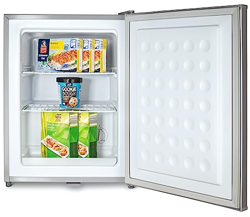 Stillstern Mini Gefrierschrank (42L) -18°C, Eiswürfelschale, Schloss, Türanschlag wechselbar, 4-Sterne Tiefkühlschrank für Camping/Büro Gefriertruhe Klein Gefrierschrank Klein Tiefkühltruhe