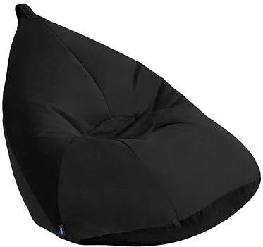 Loft 25 Pouf Poire pour Adulte en Velours Doux | Fauteuil Pouf Confortable pour Salon | Chaise Ergonomique et Léger | Pouf XXL Durable pour Un Soutien Optimal du Dos (Noir)
