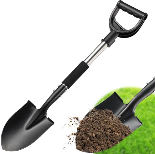 Shovel, Garden Shovels for Digging Gardening Heavy Duty, 31 inch Small Short Metal Shovel with D-Handle, Sharp Round Point Blade, Comfort Grip, Camping, Off Road, Soil, Kids Sand Beach Mini Spade Tool