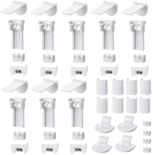 HAPPOW 8 Kit 48 Stück Plissee Ersatzteile, Klemmfix Halterung, Plissee Halterung Klemmträger, mit Klemmhalterung, Abdeckung, 2mm Stopfen, Ideal für die einfache Montage ohne Bohren