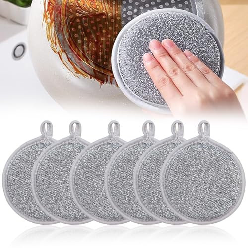Erzekrim 6 Paños de Limpieza Multiusos, Esponjas de Alambre para Lavar Platos, Reutilizables para Mojado y Seco