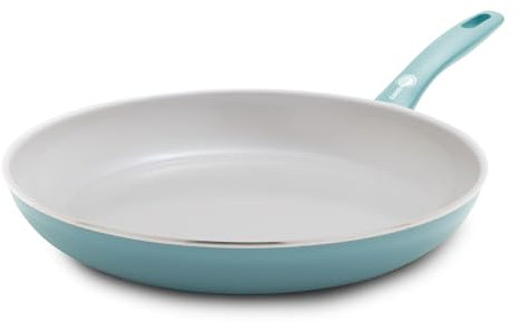 Greenpan Dover 12” Frying Pan Skillet, Non-Toxic PFAS-Free Ceramic Nonstick Coating, Sear Saute Fry Egg Omlete, Dishwasher & Oven Safe, Stay Cool Handle, Easy Pour Rims, Blue Haze