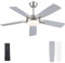 Surtime Ventilatore da soffitto con luce e telecomando, 132 cm ventilatore da soffitto silenzioso per camera da letto e soggiorno, luce LED dimmerabile, nichel