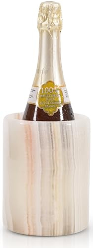 Raffreddatore per vino bianco in marmo onice da 16,5 cm per bottiglie di vino bianco, champagne e altre bevande, accessori da bar per la casa, portabottiglie in pietra, ideale come regalo per pendai