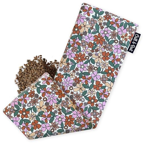 Chill&Rest - Cuscino termico microonde - semi di lino - cuscino termico cervicale - dolori mestruali - Prodotto in Francia - cuscino riscaldabile microonde - Rosa - La Florale