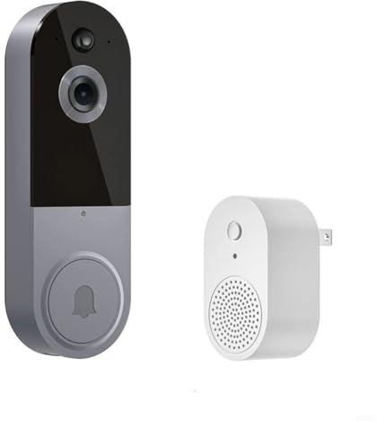 GANCEI Sonnette vidéo sans fil 1080p avec audio bidirectionnel, connectivité WiFi et mouvement humain pour une meilleure sécurité de la maison (gris)