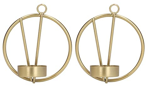 Bougeoir Moderne Minimaliste Doré Rond Tenture Murale Bougeoirs pour Décoration Intérieure Salle à Manger Salon Fer Matériel 4 x 5 x 10 x 11,5 cm Lot de 2