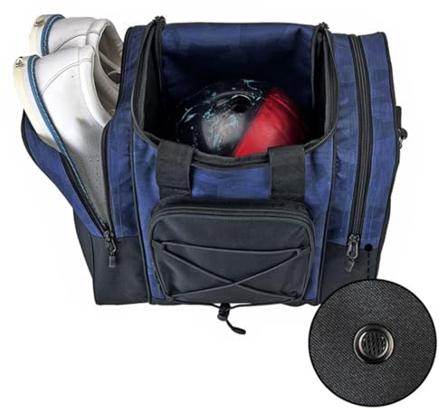 Borsa da bowling | Borsa da bowling con 1 borsa per palline, cintura regolabile, asciugamano multifunzione imbottito per scarpe da uomo e donna