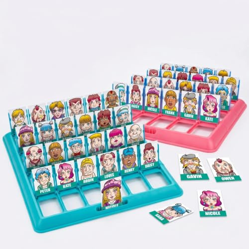 Falafoty Guess Who Game for Kids Adults, Guess Who Is It Fun Family Guess Board Game, Guessing Who I Am Game, Parent-Child Interactive Toy Educational Game for 2 Players Pocket Travel Game (Green)