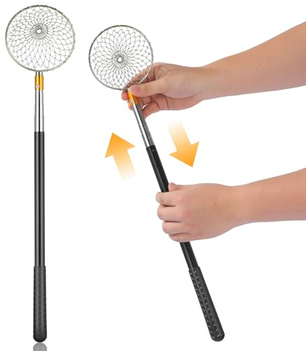 Zerodeko Pinza Extensible para Recolectar Huevos y Nueces Pecanas con Mango Largo Negro de Acero Inoxidable para Propietarios de Granjas y Gallineros