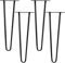 Melko 4 Stück Hairpin Legs Haarnadel Tischbeine aus 12 mm Stahl Tischfuß inkl. Bodenschoner | Höhe 60 cm, 2 Streben, Schwarz