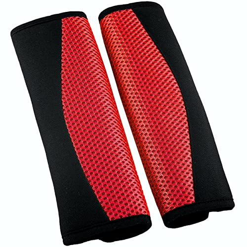Car Seat Belt Pad - One Pair of 'Carnaby Red' - Safety and Comfort for Adults Children Family - for All Vehicles